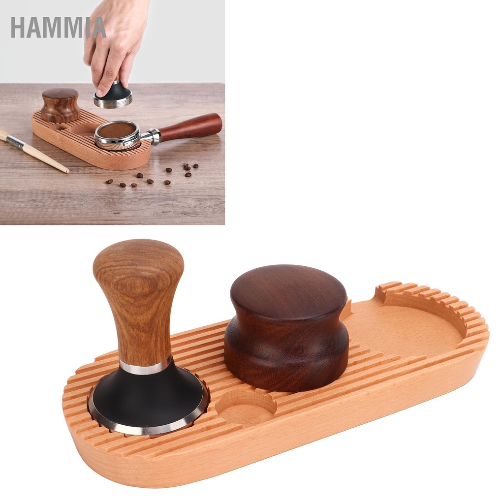 hammia-ชุดแทมปิ้งกาแฟด้ามไม้ชุดสถานีจำหน่ายแทมเปอร์กาแฟป้องกันการลื่นไถลสำหรับห้องครัว