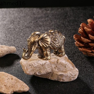 Ahmed รูปปั้นช้างนําโชค ทองเหลือง ทองแดงโบราณ รูปช้าง ขนาดเล็ก แบบพกพา สไตล์เรโทร สําหรับสํานักงาน