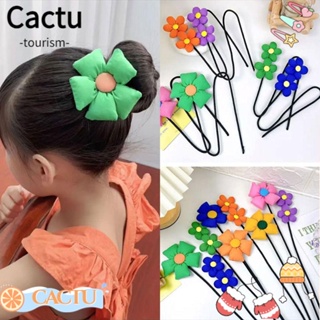 Cactu ที่ดัดผม รูปโดนัท ดอกไม้ DIY อุปกรณ์เสริม สําหรับเด็กผู้หญิง