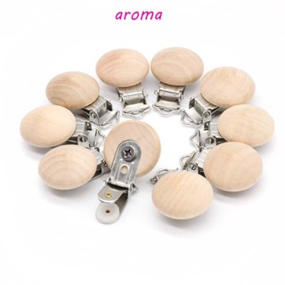 Aroma คลิปหนีบจุกนมหลอกเด็ก ปลอดสารพิษ สีบีช สีพื้น โลหะ