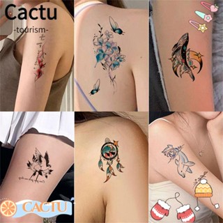 Cactu สติกเกอร์รอยสัก กันน้ํา ติดทนนาน ลายการ์ตูนผีเสื้อ ดอกไม้น่ารัก ขนาดเล็ก สําหรับผู้ชาย และผู้หญิง