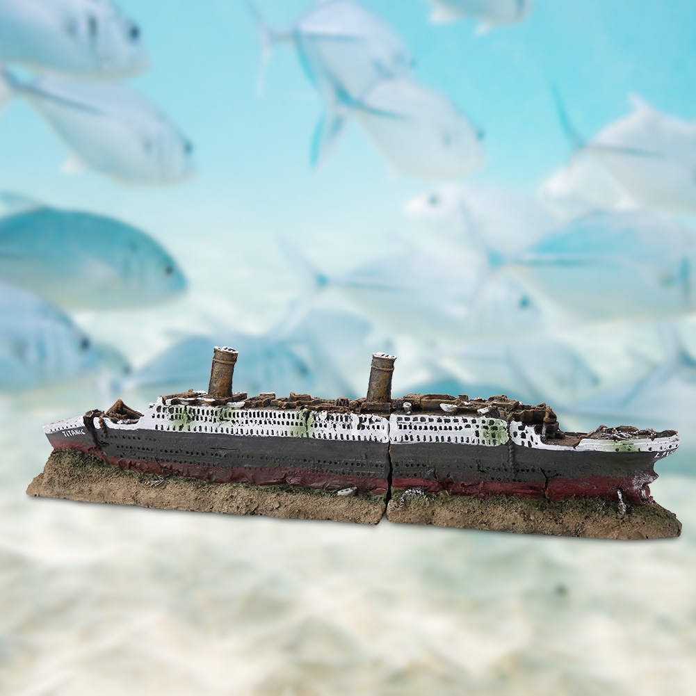 pp-titanic-lost-wrecked-boat-ship-การตกแต่งตู้ปลา-เครื่องประดับ-เครื่องประดับซากเรือ