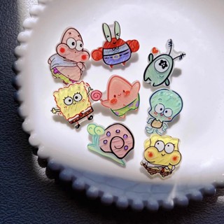 กิ๊บติดผม ลายการ์ตูน SpongeBob Patrick Star Squidward น่ารัก เครื่องประดับผม แฟชั่นสําหรับเด็กผู้หญิง จํานวน 10 ชิ้น