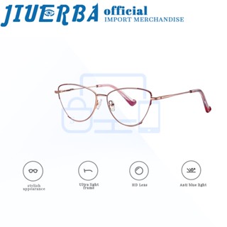 JIUERBA แฟชั่นใหม่ สไตล์อังกฤษ ตาแมว ป้องกันแสงสีฟ้า กรอบโลหะ แว่นตาคอมพิวเตอร์ ป้องกันรังสี สําหรับผู้ชาย และผู้หญิง