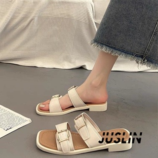 JUSLIN   รองเท้าแตะผู้หญิง ส้นแบน ใส่สบาย สไตล์เกาหลี รองเท้าแฟชั่น 2023 ใหม่  สบาย สวยงาม Beautiful Chic B98G1PH 37Z230910