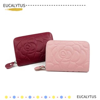 Eutus กระเป๋าสตางค์หนัง ใบสั้น ใส่เหรียญได้หลายช่อง ความจุขนาดใหญ่ ลายดอกกุหลาบ อเนกประสงค์ สําหรับผู้หญิง