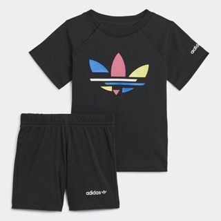 adidas ไลฟ์สไตล์ ชุดเสื้อยืดและกางเกงขาสั้น Adicolor เด็ก สีดำ H25226