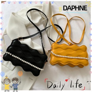 Daphne กระเป๋าสะพายไหล่ สายโซ่ ประดับไข่มุก คุณภาพสูง สีพื้น แฟชั่นสําหรับผู้หญิง