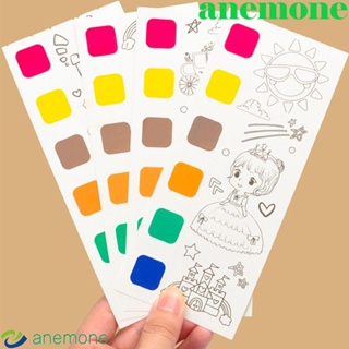 Anemone สมุดวาดภาพระบายสีน้ํา รูปสัตว์ พร้อมแปรง สําหรับเด็ก