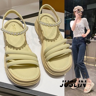 JUSLIN   รองเท้าแตะผู้หญิง ส้นแบน ใส่สบาย สไตล์เกาหลี รองเท้าแฟชั่น 2023 ใหม่  ทันสมัย Chic Korean Style fashion B98G0RM 37Z230910