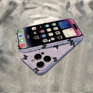 เคสโทรศัพท์มือถือ ลายผีเสื้อ สีม่วง สีดํา สําหรับ Apple Iphone 15 14 13pro 12 11xsmax xr 7 8p R7HQ