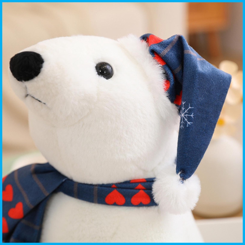 ตุ๊กตาหมีขั้วโลก-สีขาว-พร้อมผ้าพันคอ-ผ้ากํามะหยี่ขนนิ่ม-สําหรับตกแต่งห้องนอน-ห้องนั่งเล่น-ช้อปปิ้ง