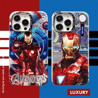 เคสโทรศัพท์มือถือ ซิลิโคน ผิวด้าน กันกระแทก ลาย Marvel Iron Man คุณภาพสูง สําหรับ iPhone 15 14 12 13 Pro Max