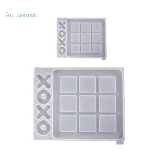 Autu แม่พิมพ์ซิลิโคนเรซิ่น รูปเกม Tic Tac Toe Game และ X O สําหรับทํางานฝีมือ DIY