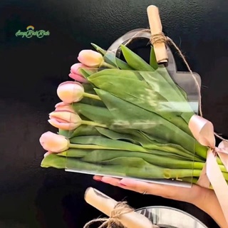 Erck&gt; กล่องดอกไม้ใส พร้อมหูหิ้ว แบบพกพา สําหรับใส่ของขวัญ งานแต่งงาน