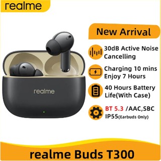 ใหม่ realme Buds T300 TWS ชุดหูฟังบลูทูธไร้สาย IP55 สําหรับเล่นกีฬากลางแจ้ง