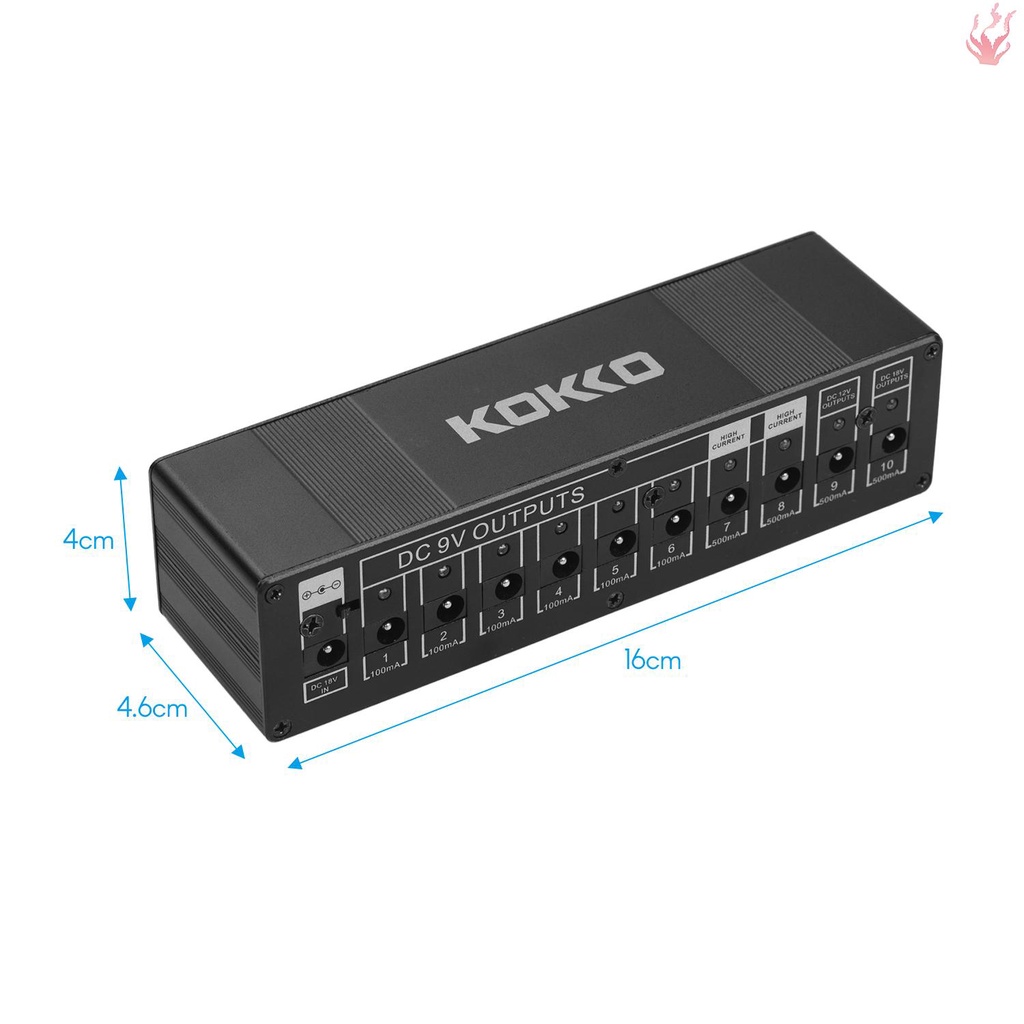 y-kokko-อุปกรณ์จ่ายไฟเอฟเฟคกีตาร์-เอาท์พุท-dc-10-ช่อง-9v-12v-18v-พร้อมวงจรลัดวงจร-ป้องกันกระแสไฟเกิน