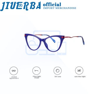 JIUERBA แว่นตา TR90 กรอบโลหะ ป้องกันรังสียูวี ป้องกันแสงสีฟ้า แฟชั่นคลาสสิก สําหรับผู้ชาย และผู้หญิง