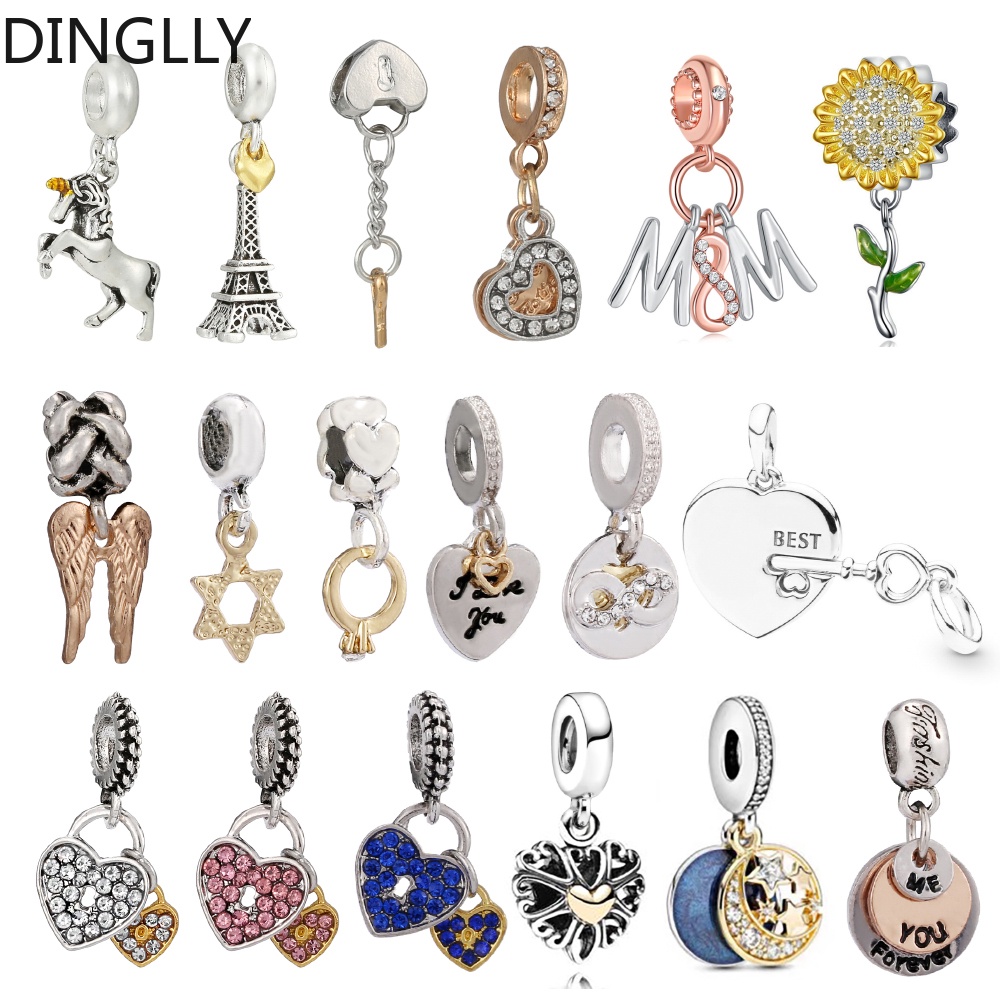 dinglly-จี้รูปหัวใจและดาว-สีทอง-และสีเงิน-สําหรับทําเครื่องประดับ-diy