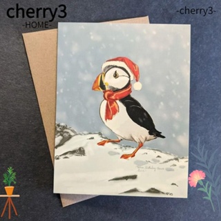 Cherry3 การ์ดกระดาษ ทรงสี่เหลี่ยม ลายสัตว์คริสต์มาสน่ารัก DIY สําหรับงานปาร์ตี้