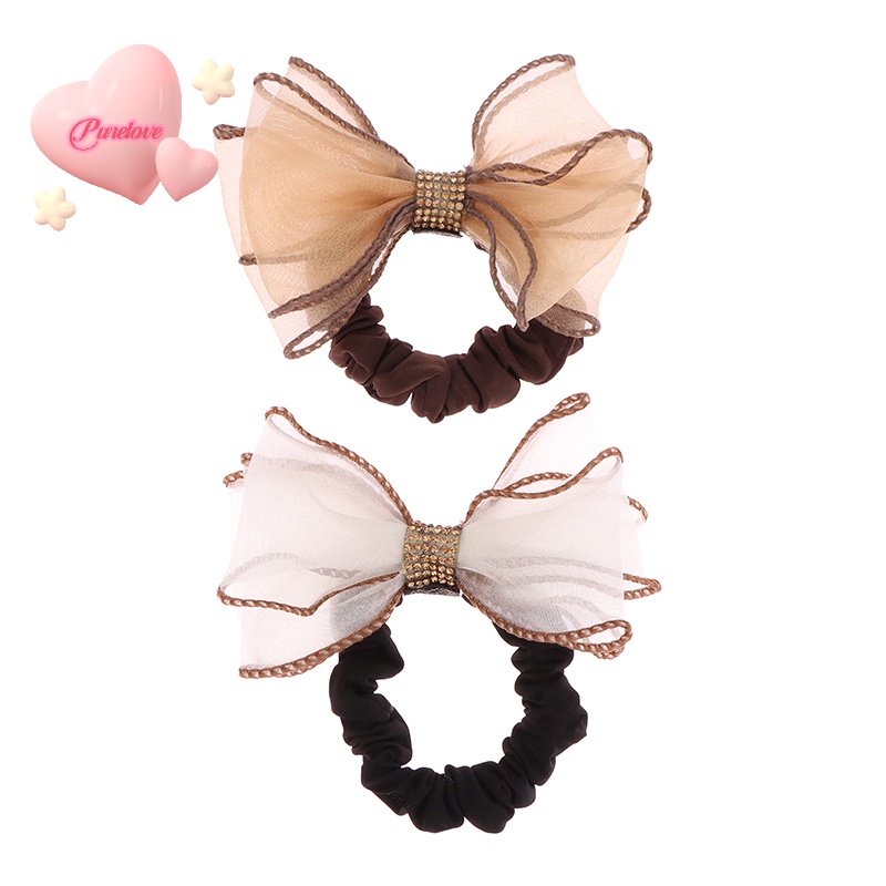 purelove-gt-ยางมัดผมหางม้า-แบบยืดหยุ่น-ประดับโบว์-แฟชั่นสําหรับผู้หญิง
