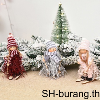 【Buran】ตุ๊กตาฟิกเกอร์ไม้ รูปเด็กผู้หญิงเล่นสกี คริสต์มาส สําหรับตกแต่งบ้าน 6 ชิ้น