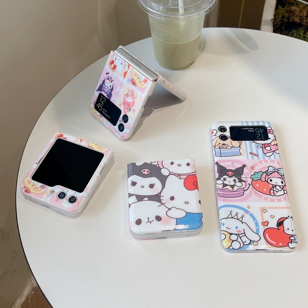 sanrio-เคสโทรศัพท์มือถือแบบนิ่ม-กันกระแทก-ลายการ์ตูนซานริโอ้น่ารัก-สําหรับ-samsung-galaxy-z-flip5-z-flip-3-flip-4