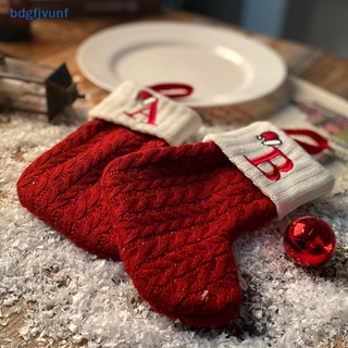 Bdgf ถุงเท้า ลายตัวอักษร เกล็ดหิมะ สีแดง สําหรับตกแต่งบ้าน ต้นคริสต์มาส