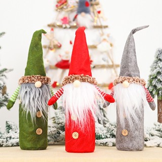 Christmas_ กระเป๋าใส่ขวดไวน์ ลายซานต้าคลอส โนม ไร้หน้า สําหรับตกแต่งปาร์ตี้ วันหยุด