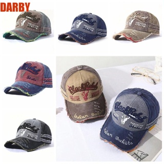 Darby หมวกเบสบอล ผ้าฝ้าย พิมพ์ลายตัวอักษร สไตล์วินเทจ ฮิปฮอป ปรับได้ แฟชั่นฤดูร้อน ฤดูใบไม้ร่วง