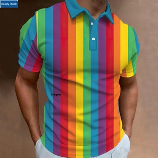 【พร้อมส่ง】LGBT เสื้อโปโล แขนสั้น พิมพ์ลาย สีรุ้ง ขนาดใหญ่ สําหรับผู้ชาย (xs-3xl)