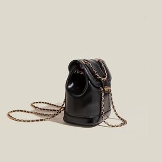 Korean minority autumn and winter style mini fragrant wind chain double shoulder bag female ins blogger student oil wax leather one shoulder bag