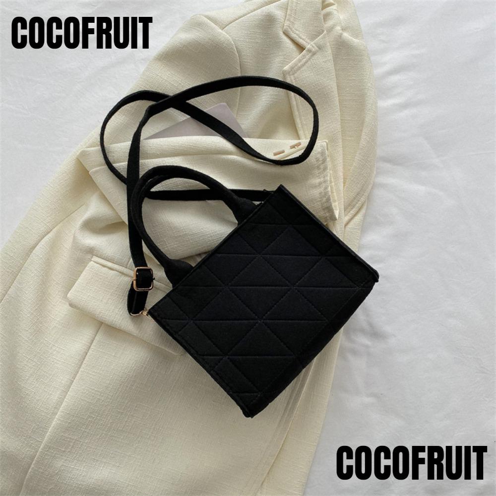 cocofruit-กระเป๋าสะพายไหล่-ผ้าสักหลาด-แต่งซิป-ทรงสี่เหลี่ยม-สีพื้น-สําหรับผู้หญิง