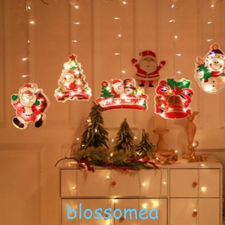 Blossomea ม่านไฟ led รูปซานตาคลอส แบบถ้วยดูด สําหรับแขวนตกแต่งหน้าต่าง ร้านค้า