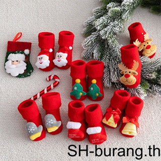 【Buran】ถุงเท้าคริสต์มาส แบบนิ่ม กันลื่น ใส่สบาย สําหรับเด็กทารก 1 คู่