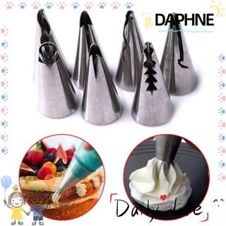 Daphne หัวฉีดไอซิ่ง แบบสเตนเลส สําหรับตกแต่งเค้ก คัพเค้ก 7 ชิ้น