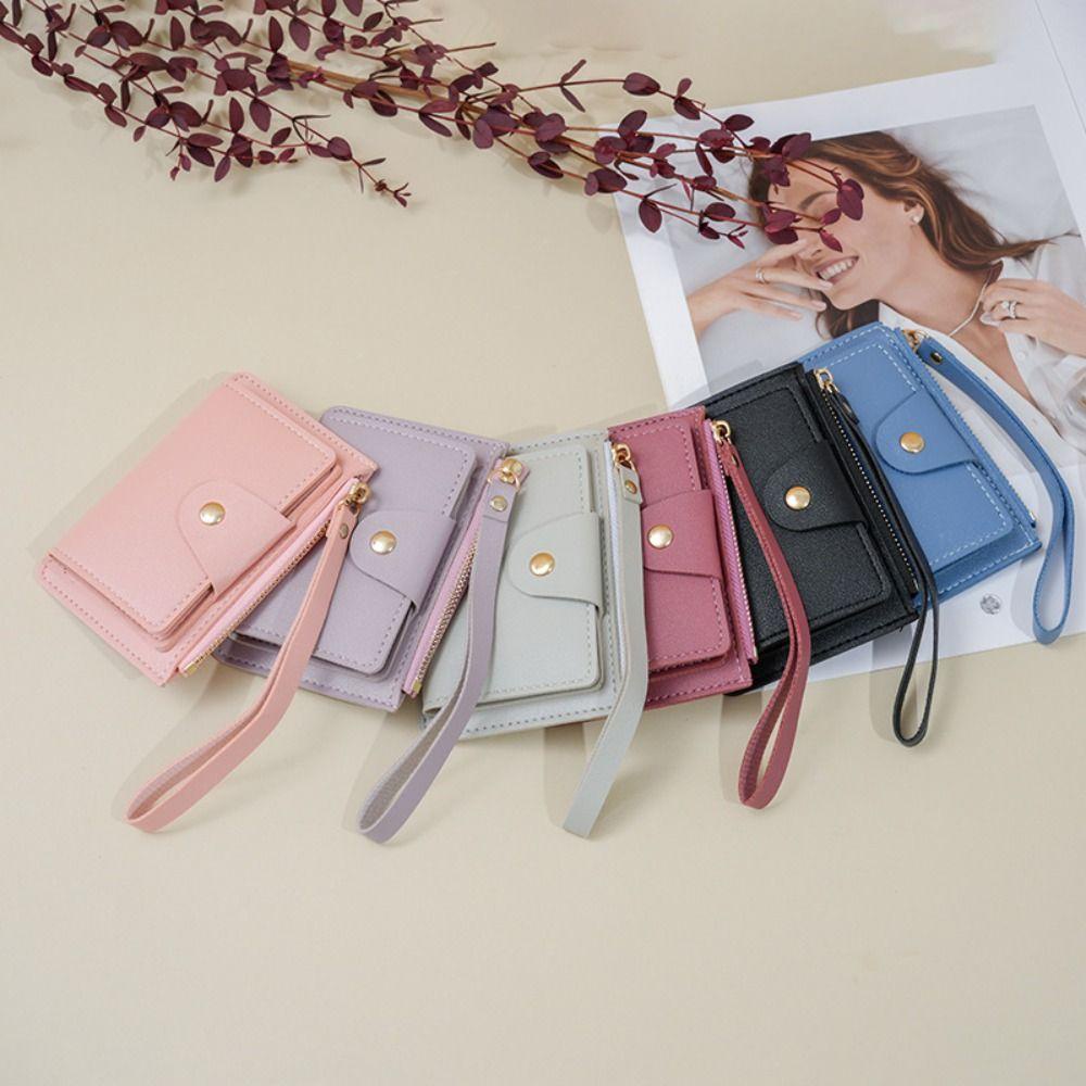 cherry3-กระเป๋าใส่บัตรเครดิต-กระเป๋าใส่เหรียญ-หนัง-pu-หลายใบ-แบบพกพา-สีพื้น-เรียบง่าย-สําหรับผู้หญิง