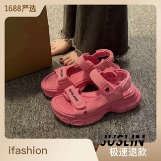 JUSLIN   รองเท้าแตะผู้หญิง ส้นแบน ใส่สบาย สไตล์เกาหลี รองเท้าแฟชั่น 2023 ใหม่  รุ่นใหม่ Trendy Stylish fashion B98G0F2 37Z230910