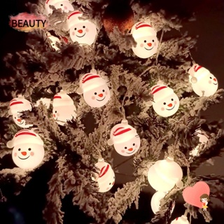Beauty สายไฟหิ่งห้อย LED รูปซานต้าครอส สโนว์แมน ใช้แบตเตอรี่ ยาว 1.5 เมตร สําหรับตกแต่งบ้าน บาร์