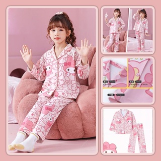 New childrens spring and autumn girls pajamas thin long-sleeved princess breathable lovely set of childrens home clothes