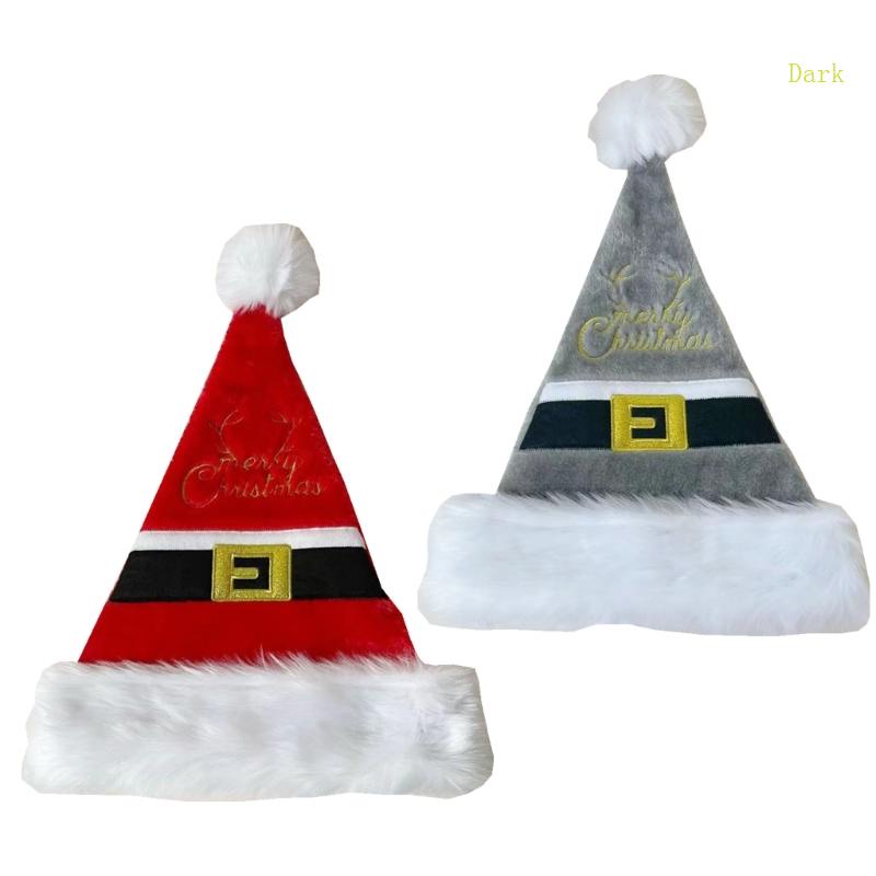 หมวกซานต้า-ผ้ากํามะหยี่-สีเข้ม-สําหรับตกแต่งปาร์ตี้-เทศกาล-วันหยุด