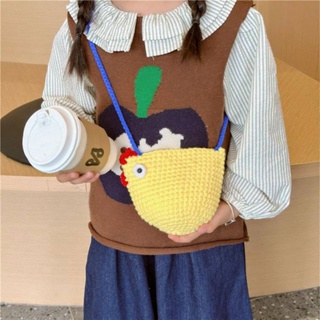 Autumn decorated childrens decorative bag super cute handmade chicken girl knitted satchel cute change purse baby