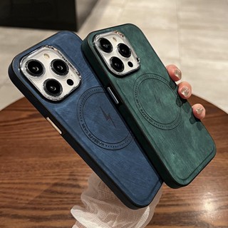 เคสโทรศัพท์มือถือหนัง PU แม่เหล็ก กันกระแทก ชาร์จไร้สาย หรูหรา สําหรับ iPhone 15 Pro Max 14 Plus 14 Pro