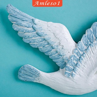 [Amleso1] ประติมากรรมเรซิ่น รูปนกพิราบ สันติภาพ 3D สําหรับแขวนตกแต่งผนัง 3 ชิ้น