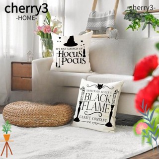 Cherry3 ปลอกหมอนผ้าลินิน ลายแมวดํา 45x45 ซม. สําหรับตกแต่งบ้าน เทศกาลฮาโลวีน กลางแจ้ง