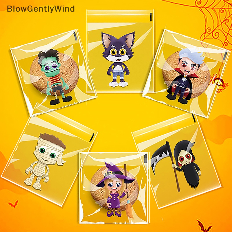 blowgentlywind-ถุงพลาสติก-สําหรับใส่ขนมคุกกี้-บิสกิต-ขนมขบเคี้ยว-เหมาะกับปาร์ตี้ฮาโลวีน-100-ชิ้น-bgw