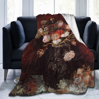 ผ้าห่ม ผ้าฟลีซ ผ้าสักหลาด แบบนิ่มพิเศษ ลายดอกไม้ Van Gogh ให้ความอบอุ่น สําหรับโซฟา เตียง และบ้าน