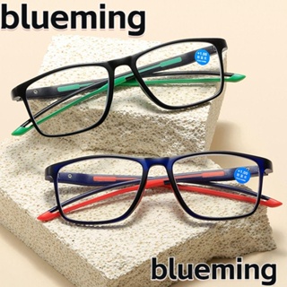 Blueming2 แว่นตาอ่านหนังสือ ป้องกันแสงสีฟ้า TR90 ทรงสี่เหลี่ยม หรูหรา สีฟ้าอ่อน สําหรับผู้ชาย และผู้หญิง