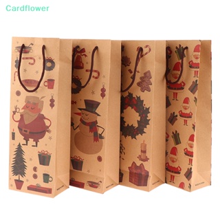 &lt;Cardflower&gt; ถุงกระดาษคราฟท์ ลายซานตาคลอส สโนว์แมน สําหรับใส่ขวดไวน์แดง ตกแต่งคริสต์มาส 1 ชิ้น