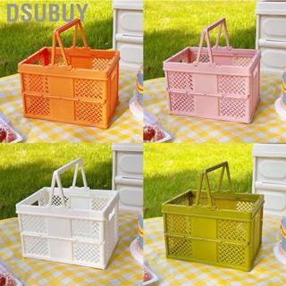 Dsubuy Folding Picnic  Stackable Storage Box Plastic Grocery Shopping with Handles for Outdoor Home